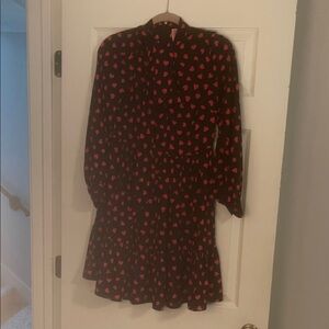 Kate Spade Black Dress with Red Heart Pattern